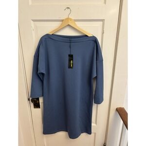 For Cynthia Women's Blue Boatneck Scuba Shift Dress Size Large New $120